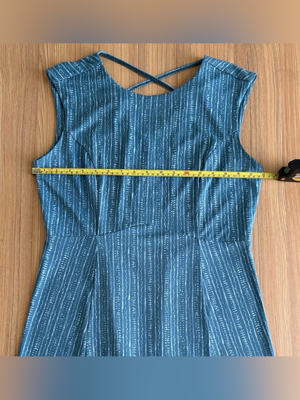 Title Nine Steadfast Convertible Dress M Ajrak Stripe Teal Stretchy Outdoors - Picture 10 of 13